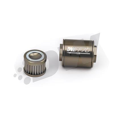 DeatschWerks Stainless Steel 10AN 10 Micron Universal Inline Fuel Filter Housing Kit (70mm)