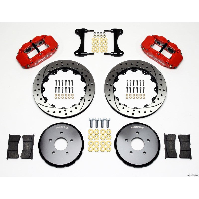Wilwood Narrow Superlite 6R Front Hat Kit 13.06in Drill Red Nissan 370Z/Fiti G37