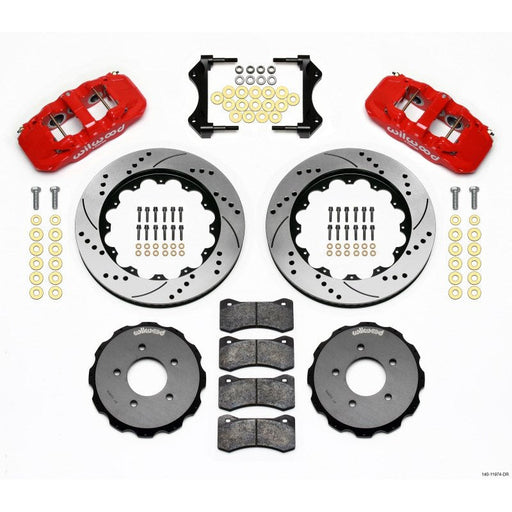 Wilwood AERO6 Front Hat Kit 14.00 Drilled Red 99-06 BMW E46