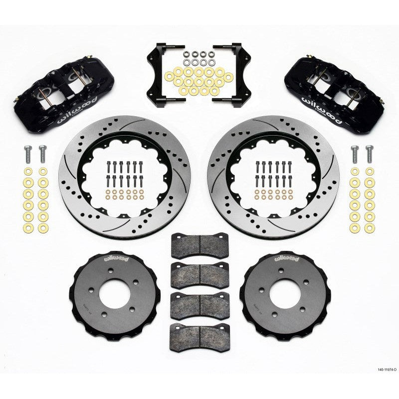 Wilwood AERO6 Front Hat Kit 14.25 Drilled Red 2014-Up Challenger w/Lines main image 0