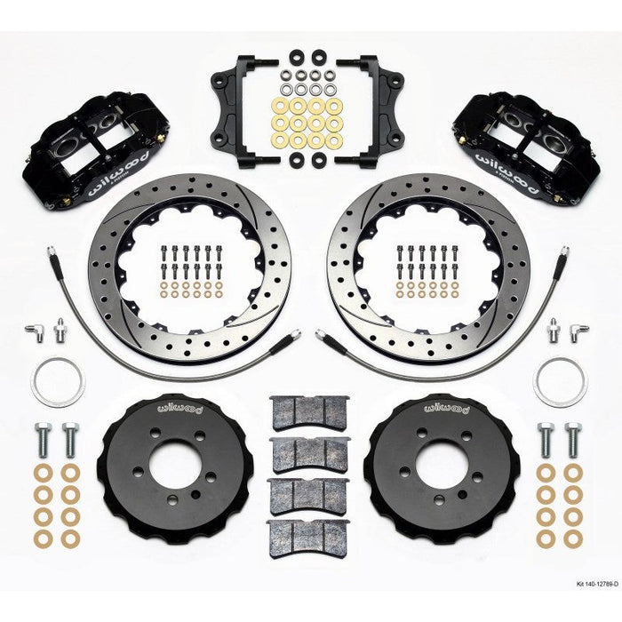 Wilwood Narrow Superlite 6R Front Hat Kit 12.88in Drilled 06-12 Volkswagen GTI w/ Lines
