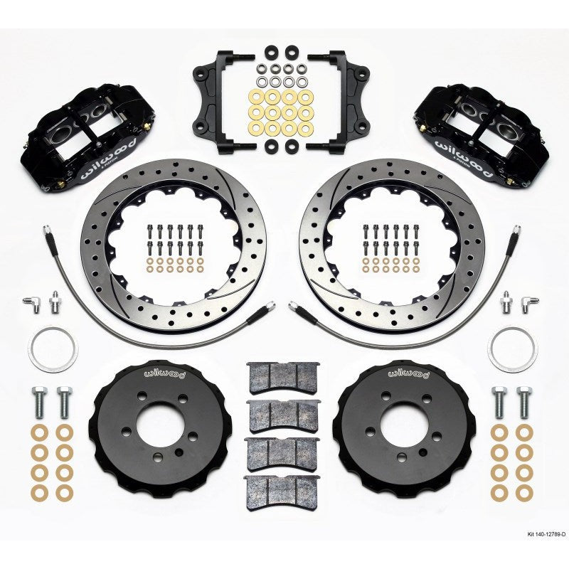 Wilwood Narrow Superlite 6R Front Hat Kit 12.88in Drilled 06-12 Volkswagen GTI w/ Lines