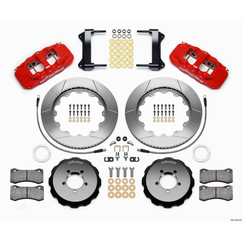 Wilwood AERO6 Front Hat Kit 14.00 Red 1999-2012 Subaru WRX w/Lines