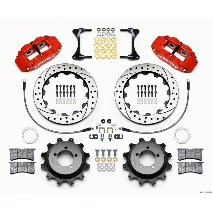 Wilwood Narrow Superlite 4R Rear Kit 12.88in Drilled Red 99-05 WRX / 99-07 Impreza