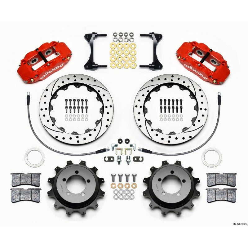 Wilwood Narrow Superlite 4R Rear Kit 12.88in Drilled Red 99-05 WRX / 99-07 Impreza