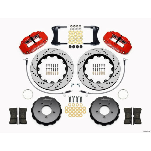 Wilwood Narrow Superlite 6R Front Hat Kit 14.00in Drill Red 2005-Up Mazda Miata w/ Lines