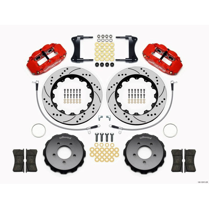 Wilwood Narrow Superlite 6R Front Hat Kit 14.00in Drill Red 2005-Up Mazda Miata w/ Lines