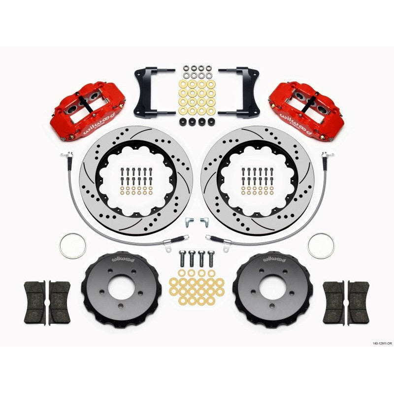 Wilwood Narrow Superlite 6R Front Hat Kit 14.00in Drill Red 2005-Up Mazda Miata w/ Lines