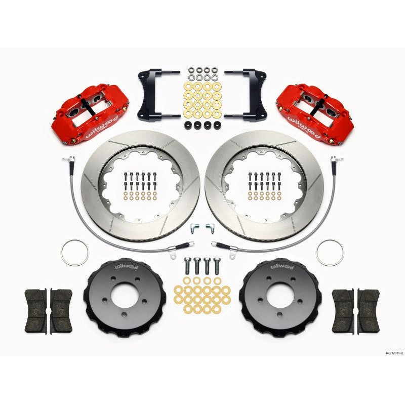 Wilwood Narrow Superlite 6R Front Hat Kit 14.00in Red 2005-Up Mazda Miata w/ Lines