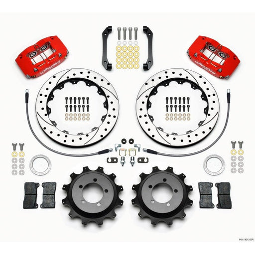 Wilwood Dynapro Radial Rear Kit 12.88in Drilled Red 2006-2007 Subaru WRX w/Lines