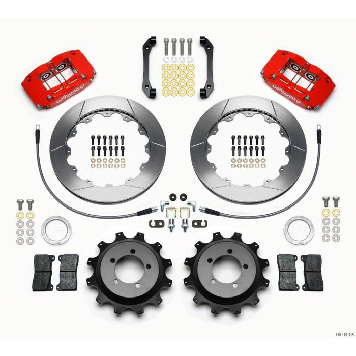 Wilwood Dynapro Radial Rear Kit 12.88in Red 2006-2007 Subaru WRX w/Lines