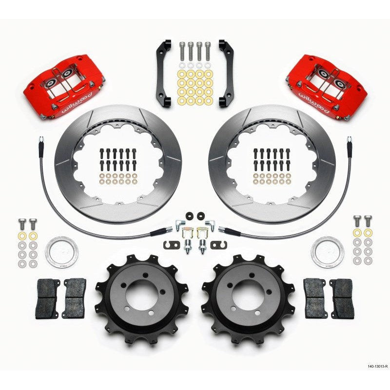 Wilwood Dynapro Radial Rear Kit 12.88in Red 2006-2007 Subaru WRX w/Lines
