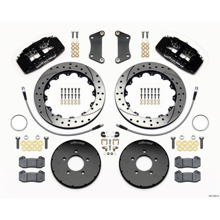 Wilwood Dynapro 6 Front Hat Kit 12.88in Drilled 2005-Up Mazda 3 w/ Lines