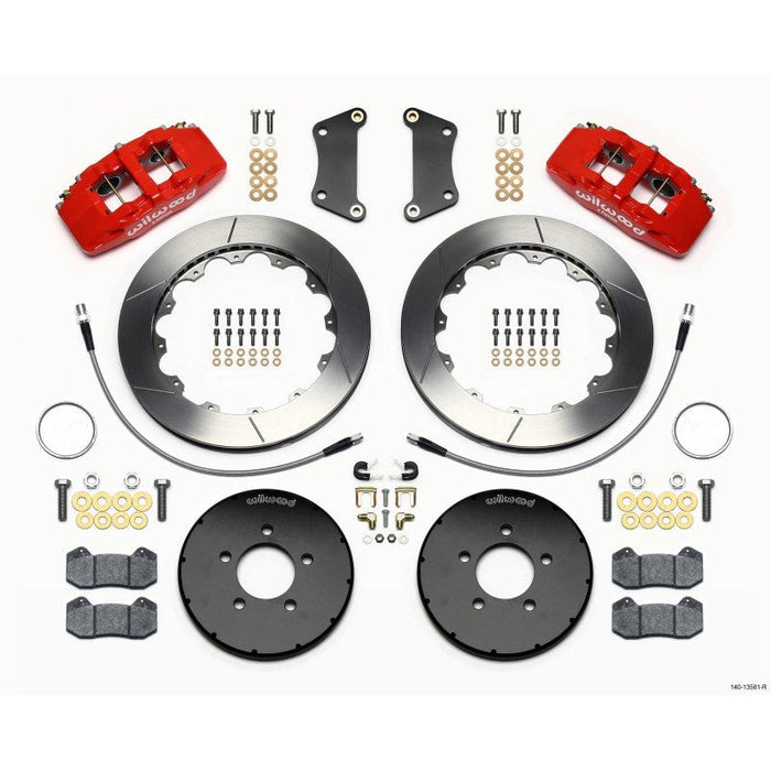 Wilwood Dynapro 6 Front Hat Kit 12.88in Red 2005-Up Mazda 3 w/ Lines