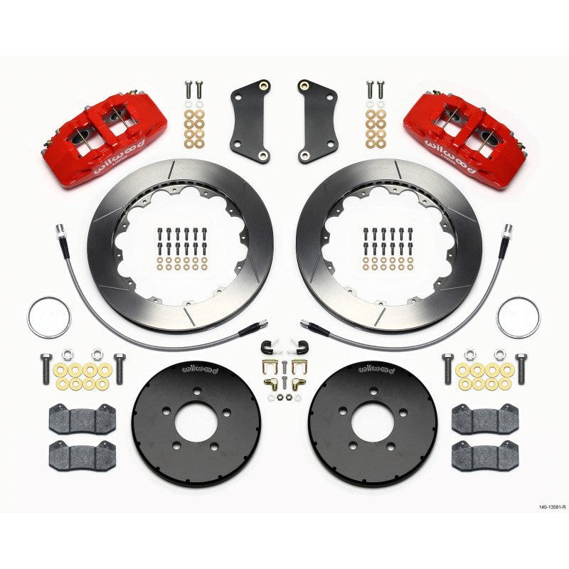 Wilwood Dynapro 6 Front Hat Kit 12.88in Red 2005-Up Mazda 3 w/ Lines