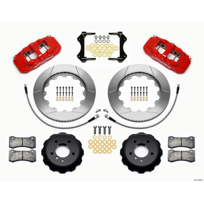 Wilwood AERO6 Front Hat Kit 14.00 Red 2007-2011 BMW E90 Series w/Lines