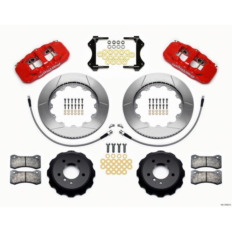 Wilwood AERO6 Front Hat Kit 14.00 Red 2007-2011 BMW E90 Series w/Lines