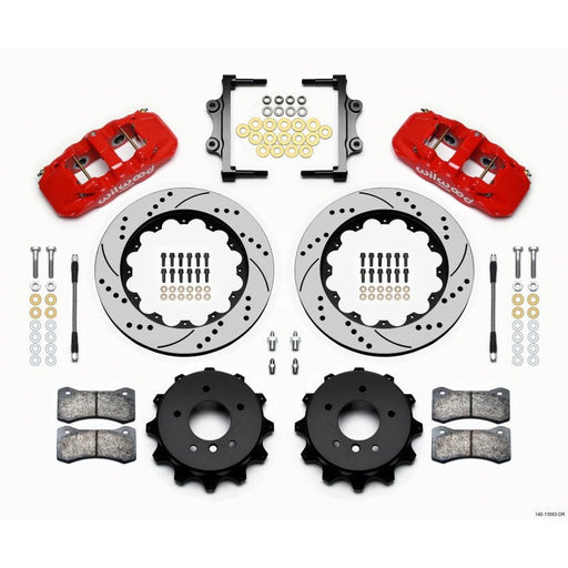 Wilwood AERO4 Rear Kit 14.00 Drilled Red 2007-2011 BMW E90 Series w/Lines
