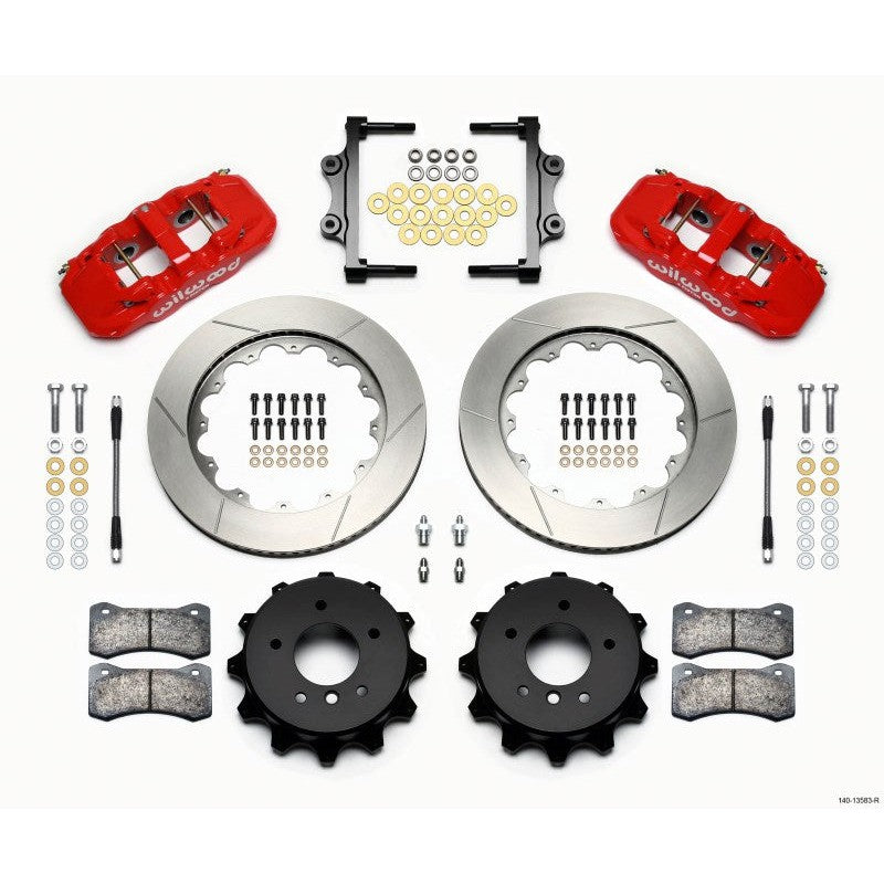 Wilwood AERO4 Rear Kit 14.00 Red 2007-2011 BMW E90 Series w/Lines