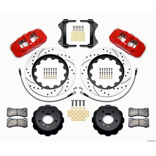 Wilwood AERO6 Front Hat Kit 15.00 Drilled Red 2007-2011 BMW E90 Series w/Lines