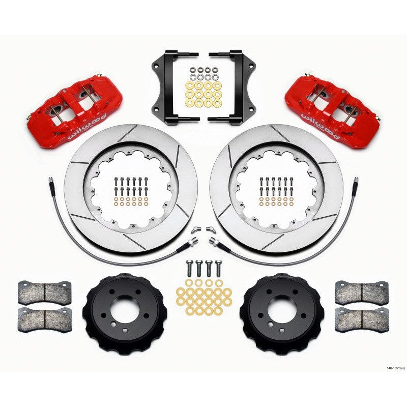 Wilwood AERO6 Front Hat Kit 15.00 Red 2007-2011 BMW E90 Series w/Lines