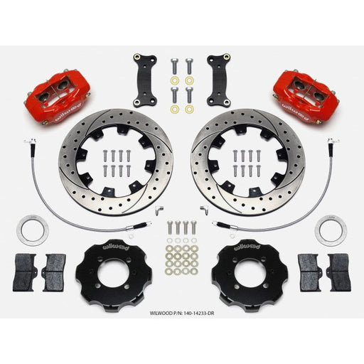 Wilwood Forged Dynalite Front Hat Kit 12.19in Drilled Red 2016-Up Mazda MX5 Miata w/ Lines