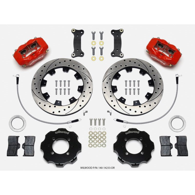 Wilwood Forged Dynalite Front Hat Kit 12.19in Drilled Red 2016-Up Mazda MX5 Miata w/ Lines