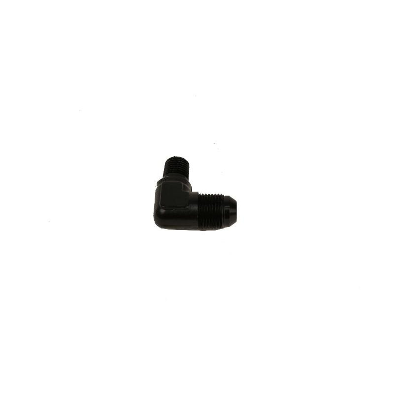 Aeromotive 1/4'-MNPT to AN-08 Elbow Fitting, 90-Deg, Black