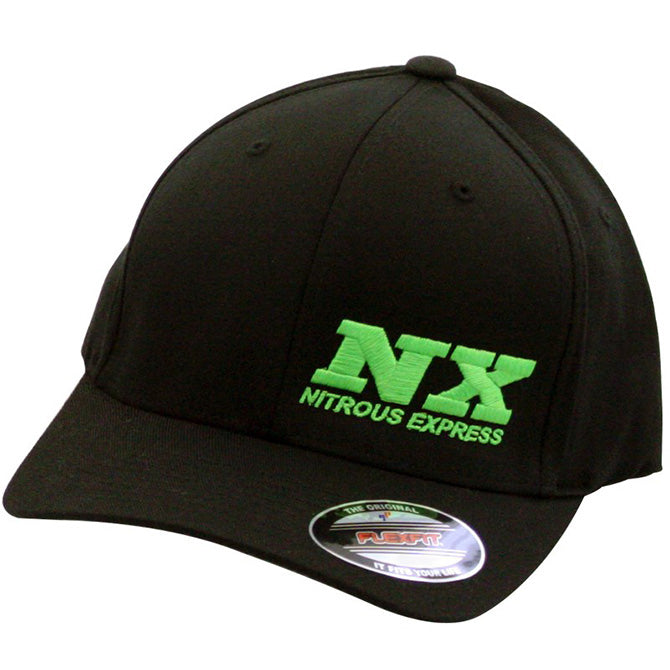 Nitrous Express NX Black Flexfit Cap (L/Xl Lime Green Stitching)