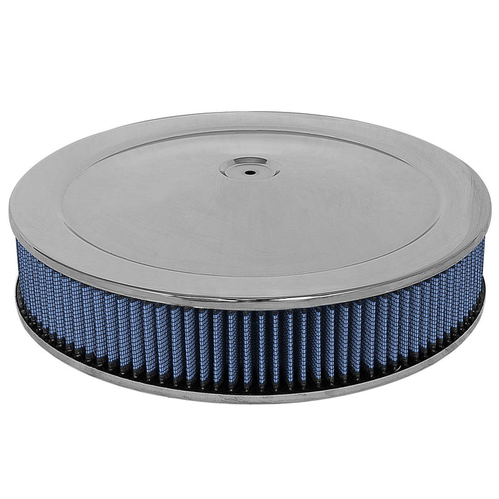 aFe Power Magnum Flow Round Racing Air Filter w/ Pro 5R Media 14 IN OD x 3 H IN w/ Chrome Pans
