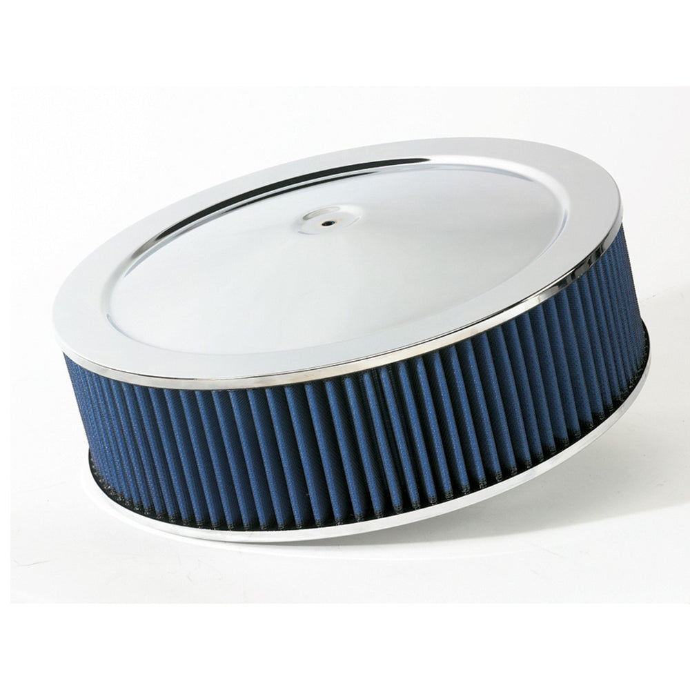 aFe Power Magnum Flow Round Racing Air Filter w/ Pro 5R Media 14 IN OD x 4 H IN w/ Expanded Metal and Chrome Pans