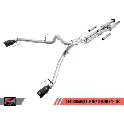 AWE Tuning 2017+ Ford Raptor 0 FG Performance Exhaust System - w/ Diamond Black Tips