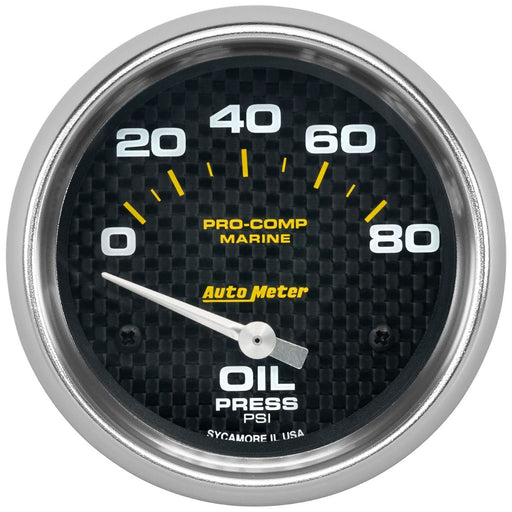 AutoMeter 2-5/8" Oil Pressure, 0-80 PSI, Air-Core, Marine Carbon Fiber