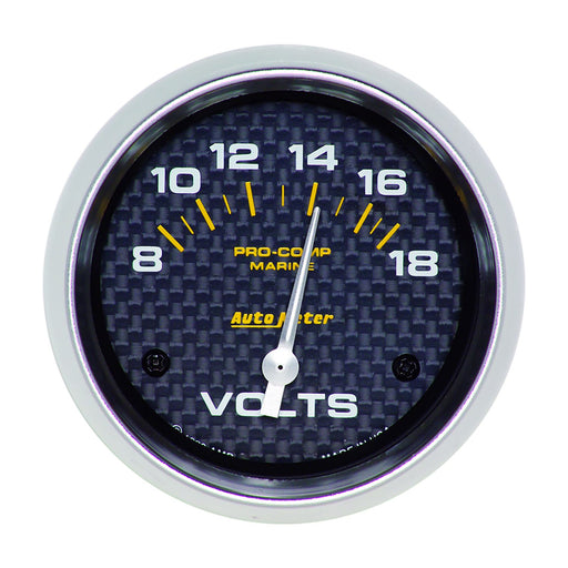 AutoMeter 2-5/8" Voltmeter, 8-18V, Air-Core, Marine Carbon Fiber