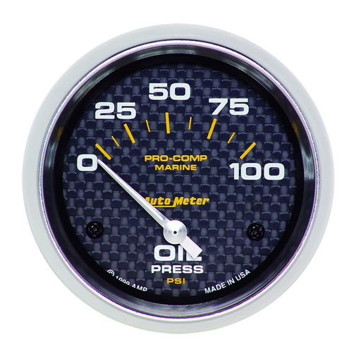 AutoMeter 2-5/8" Oil Pressure, 0-100 PSI, Air-Core, Marine Carbon Fiber