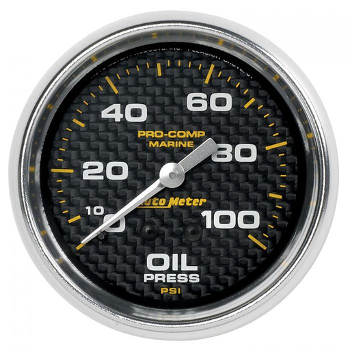 AutoMeter 2-5/8" Oil Pressure, 0-100 PSI, Mechanical, Marine Carbon Fiber