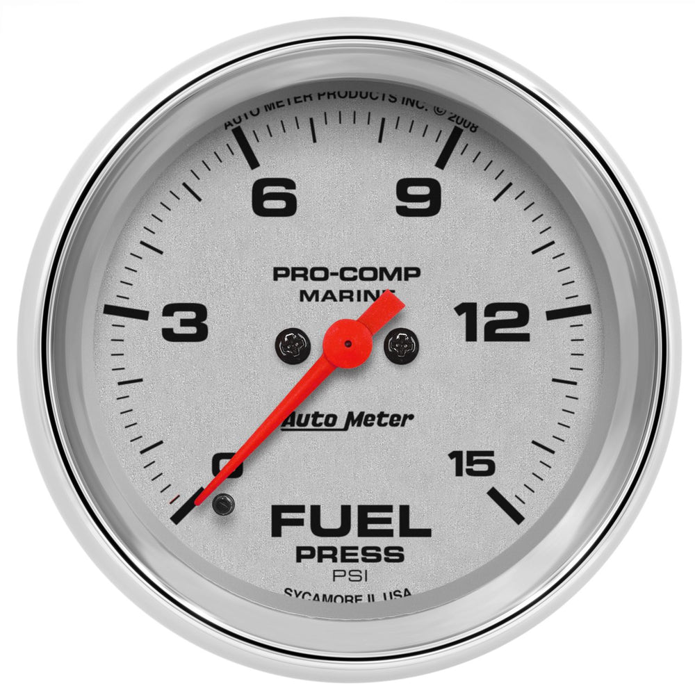 AutoMeter 2-5/8" Fuel Pressure, 0-15 PSI, Stepper Motor, Marine Chrome
