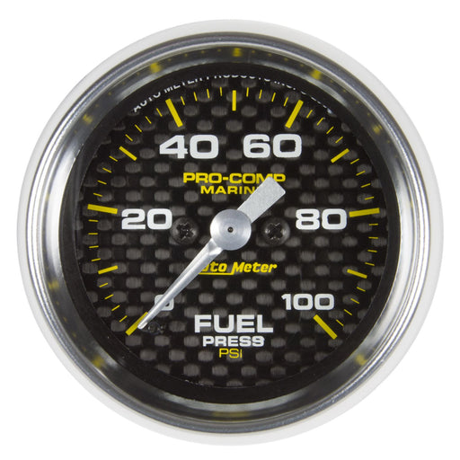 AutoMeter 2-1/16" Fuel Pressure, 0-100 PSI, Stepper Motor, Marine Carbon Fiber