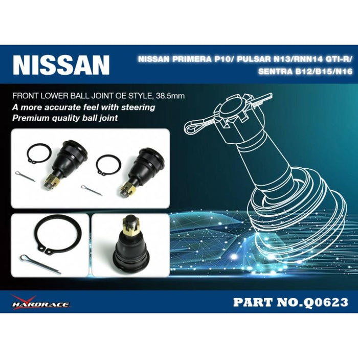 Hardrace Front Lower Ball Joint Nissan, Primera, Pulsar, Sentra/Sylphy, P10 90-95, B12 85-90, B15/N16 00-06, N13 1986-19