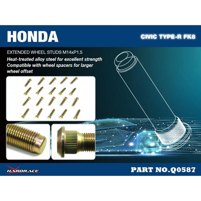 Hardrace Extended Wheelstud Honda, Civic, Fk8 Type-R