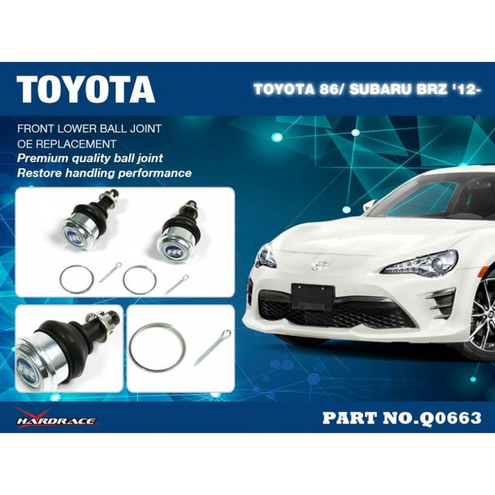Hardrace Front Lower Ball Joint (Oem Replacement) Subaru, Toyota, 86, Brz, Fr-S, Zc 6, Zn6, Ft86/Fr-S Zn6/Zc6