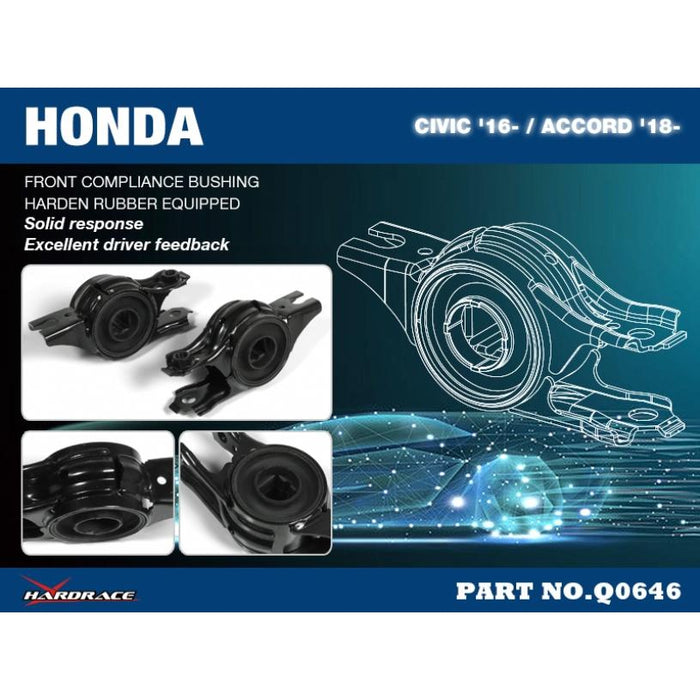 Hardrace Front Lower Compliance Bushing Kit Honda, Accord Civic, Fc, 18-Present