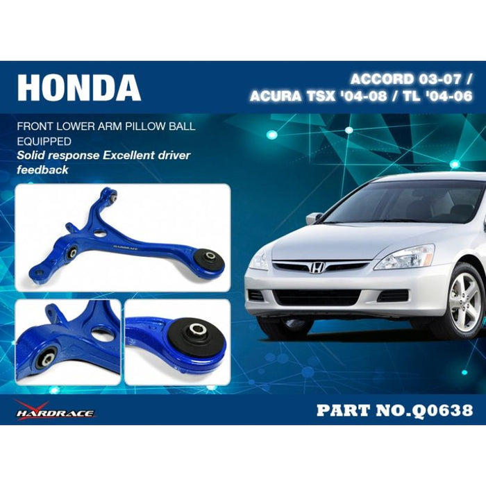 Hardrace Front Lower Arm Oem Style (Pillow Ball), Honda, Accord Tl, Euro, Tsx, Cl7/8/9, Cl9, Ua6 04-08, Uc1