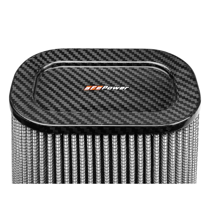 aFe Power Track Series Intake Replacement Air Filter Media - Carbon Fiber top (7-1/2x5-1/2) IN F x (9x7) IN B x (5-3/4x3-3/4) IN T (Carbon Fiber) x 10 IN H