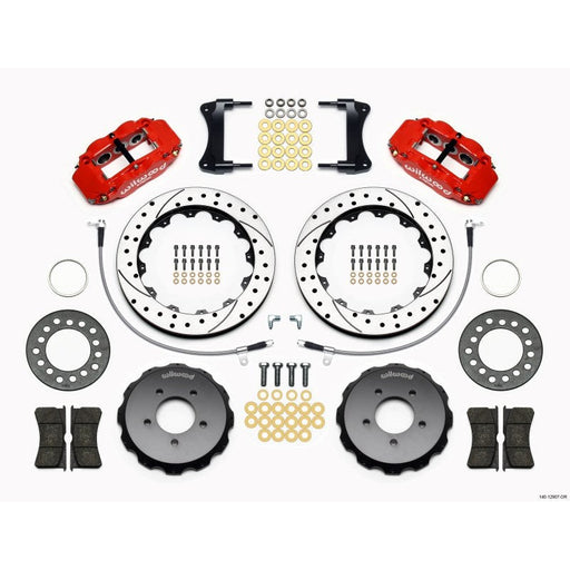 Wilwood Narrow Superlite 6R Front Hat Kit 12.88in Drill Red 2005-Up Mazda Miata w/ Lines