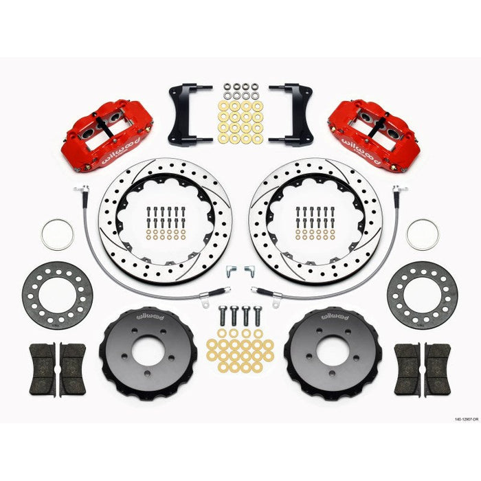 Wilwood Narrow Superlite 6R Front Hat Kit 12.88in Drill Red 2005-Up Mazda Miata w/ Lines