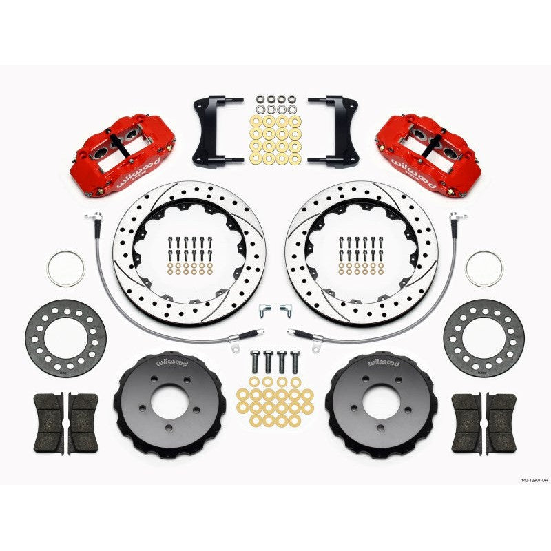 Wilwood Narrow Superlite 6R Front Hat Kit 12.88in Drill Red 2005-Up Mazda Miata w/ Lines