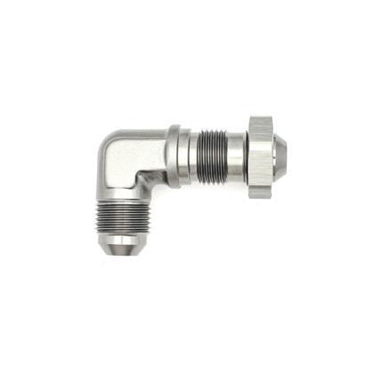 DeatschWerks 8AN Male Flare To 8AN Male Flare Bulkhead Adapter 90-Degree (Incl. Nut)