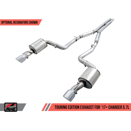 AWE Tuning 2017+ Dodge Charger 5.7L Touring Edition Exhaust - Resonated - Diamond Black Tips