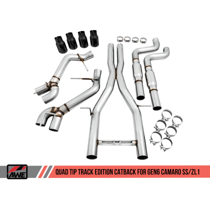 AWE Tuning 16-19 Chevy Camaro SS Resonated Cat-Back Exhaust -Track Edition (Quad Diamond Black Tips)